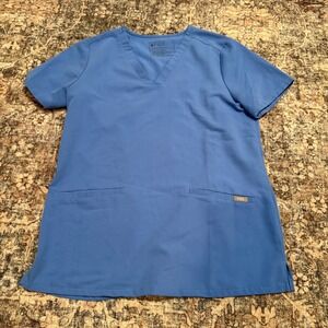FIGS Casma Three-Pocket Blue V-Neck Scrub Top Women's Size S